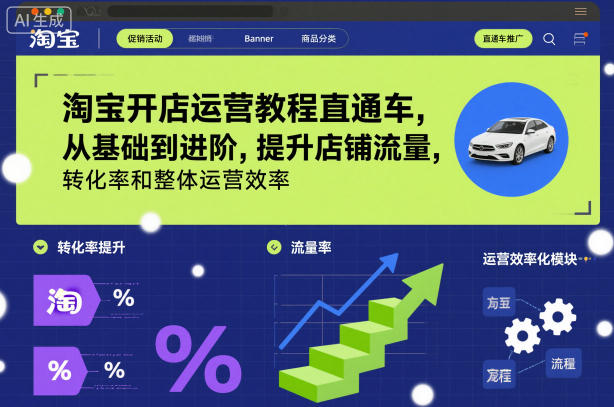淘宝开店运营教程直通车，从基础到进阶，提升店铺流量，转化率和整体运营效率(更新11月)-千汇网创
