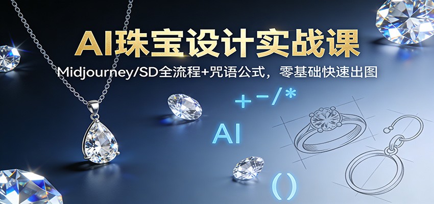 AI珠宝设计实战课：Midjourney/SD全流程+咒语公式，零基础快速出图-千汇网创