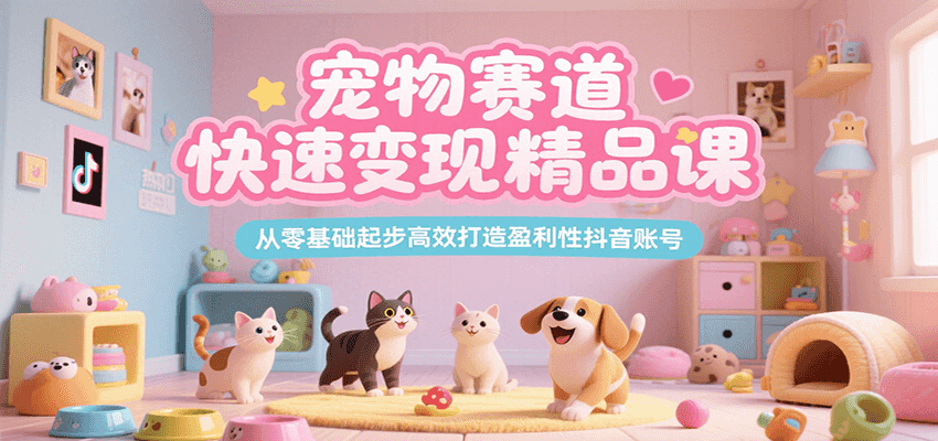 宠物赛道快速变现精品课，从零基础起步高效打造盈利性抖音账号-千汇网创