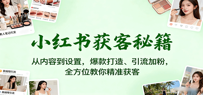 小红书获客秘籍：从内容到设置，爆款打造、引流加粉，全方位教你精准获客-千汇网创