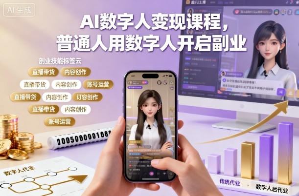 AI数字人变现课程，普通人用数字人开启副业-千汇网创