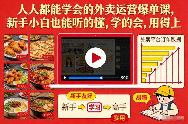 人人都能学会的外卖运营爆单课，新手小白也能听的懂，学的会，用得上-千汇网创