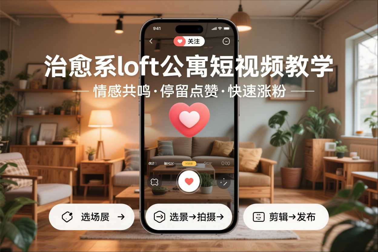 治愈系loft公寓短视频制作教学，情感共鸣引停留点赞关注，快速起号涨粉-千汇网创