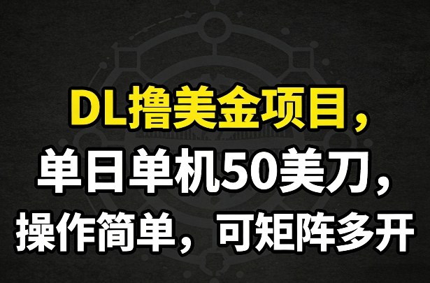 DL撸美金项目，单日单机50美刀，操作简单，可矩阵多开-千汇网创
