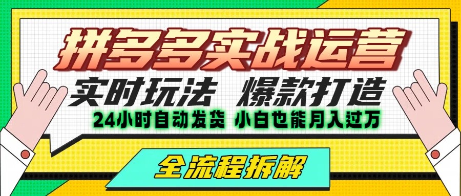 拼多多最新实战运营高投产：长久稳定项目，单店利润一天三位数-千汇网创