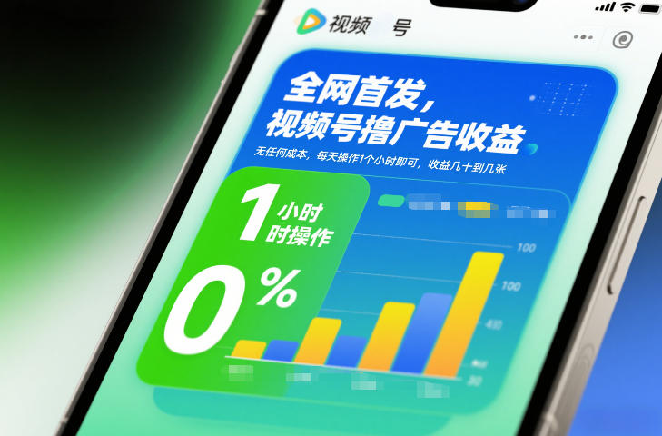 全网首发，视频号撸广告收益，无任何成本，每天操作1个小时即可，收益几十到几张-千汇网创