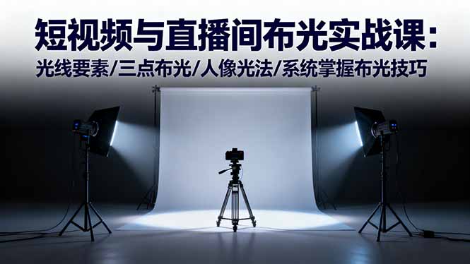 短视频与直播间布光实战课：光线要素/三点布光/人像光法/系统掌握布光技巧-千汇网创