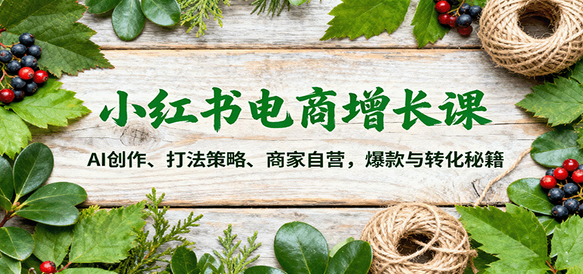 小红书电商增长课：AI创作、打法策略、商家自营，爆款与转化秘籍-千汇网创