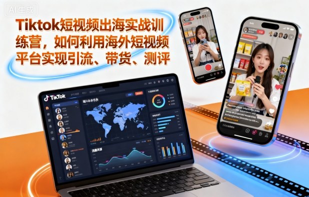 Tiktok短视频出海实战训练营，如何利用海外短视频平台实现引流、带货、测评-千汇网创