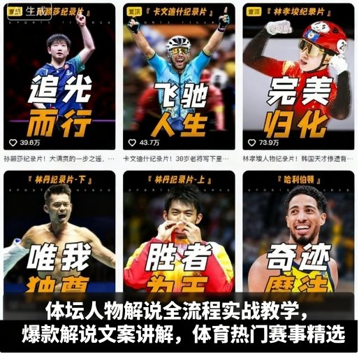 体坛人物解说全流程实战教学，爆款解说文案讲解，体育热门赛事精选-千汇网创