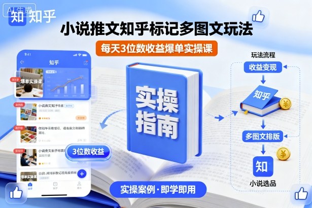 小说推文知乎标记多图文玩法，每天3位数收益爆单实操课-千汇网创