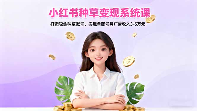 小红书种草变现系统课:打造吸金种草账号,实现单账号月广告收入3-5万元-千汇网创