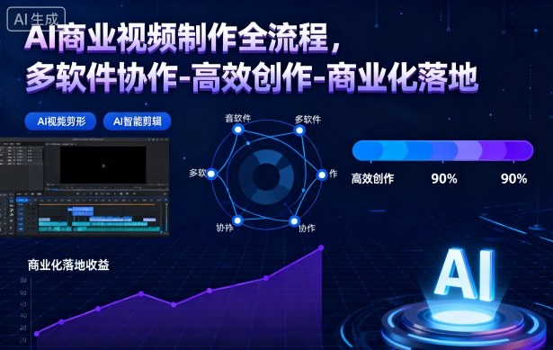 AI商业视频制作全流程，多软件协作-高效创作-商业化落地-千汇网创