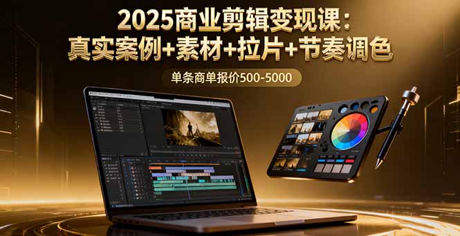 2025商业剪辑变现课：真实案例+素材+拉片+节奏调色，单条商单报价500-5000-千汇网创