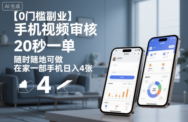 【0门槛副业】手机视频审核，20秒一单，随时随地可做，在家一部手机日入4张【揭秘】-千汇网创
