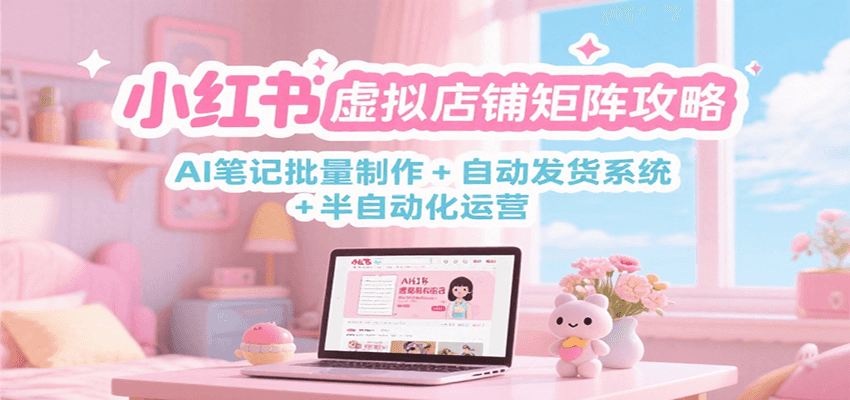 小红书虚拟店铺矩阵攻略：AI笔记批量制作 + 自动发货系统 + 半自动化运营-千汇网创