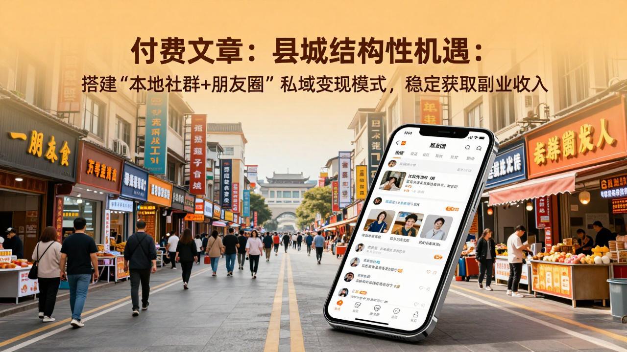 付费文章：县城结构性机遇：搭建“本地社群+朋友圈”私域变现模式，稳定获取副业收入-千汇网创