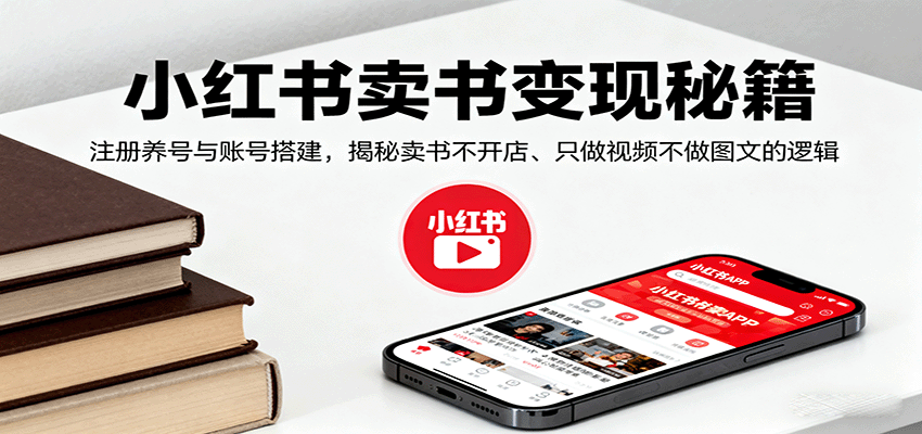 小红书卖书变现秘籍，注册养号与账号搭建，揭秘卖书不开店、只做视频不做图文的逻辑-千汇网创