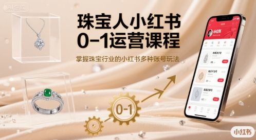 珠宝人小红书0-1运营课程，掌握珠宝行业的小红书多种账号玩法-千汇网创