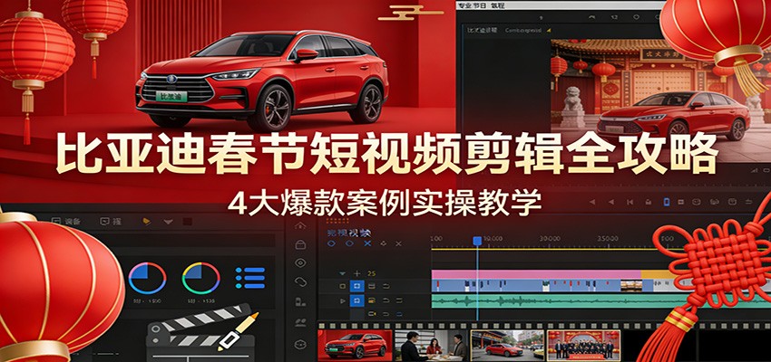 比亚迪春节短视频剪辑全攻略，4大爆款案例实操教学-千汇网创