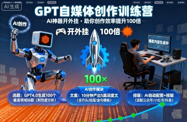 GPT自媒体创作训练营：AI神器开外挂，助你创作效率提升100倍-千汇网创
