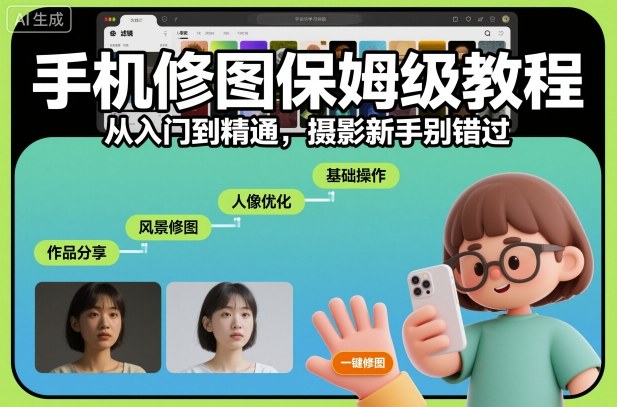 手机修图保姆级教程，从入门到精通，摄影新手别错过-千汇网创