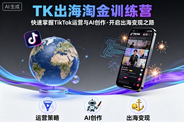 TK出海淘金训练营，助你快速掌握TikTok运营与AI创作，开启出海变现之路-千汇网创