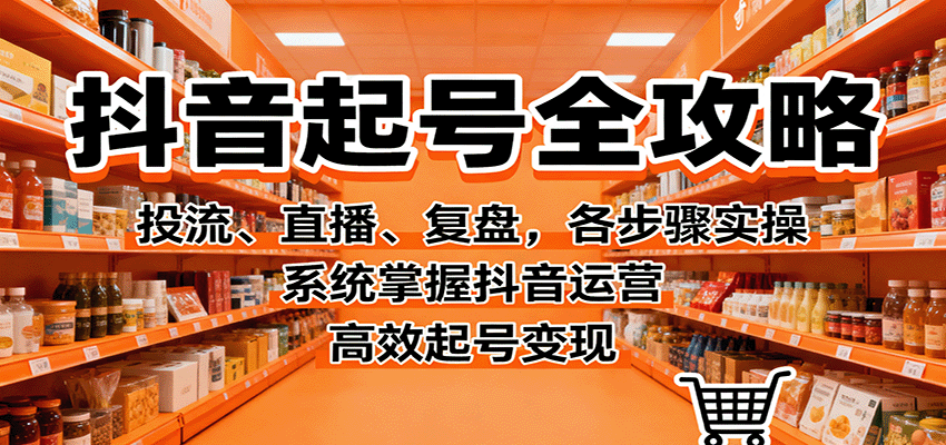 抖音起号全攻略，投流、直播、复盘，各步骤实操，系统掌握抖音运营，高效起号变现-千汇网创