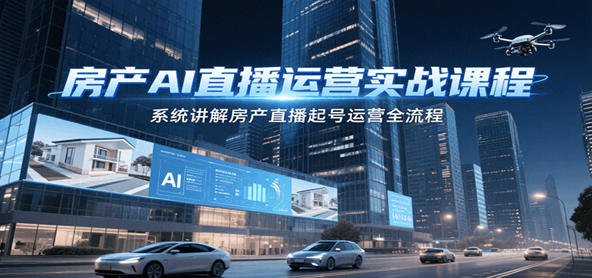 房产AI直播运营实战课程，系统讲解房产直播起号运营全流程-千汇网创