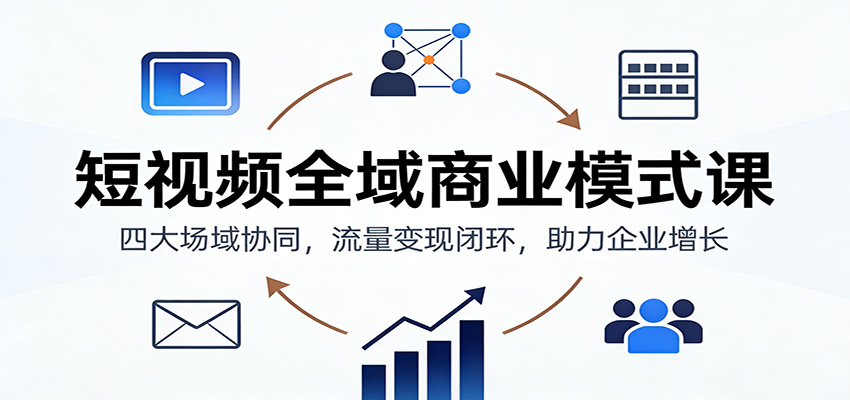 短视频全域商业模式课：四大场域协同，流量变现闭环，助力企业增长-千汇网创