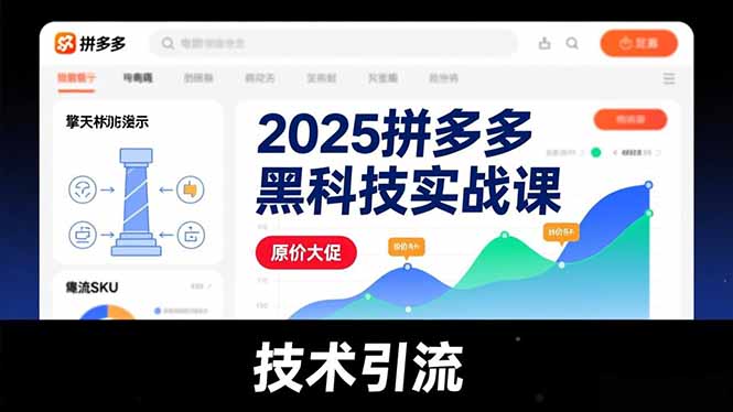 2025拼多多黑科技实战课，擎天柱玩法、爆流SKU、原价大促，技术引流，单店日销轻松破千单-千汇网创