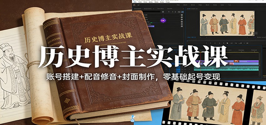 历史博主实战课：账号搭建+配音修音+封面制作，零基础起号变现-千汇网创