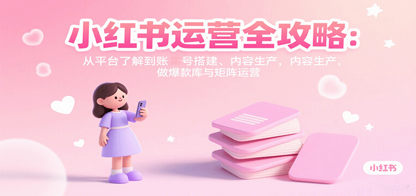 小红书运营全攻略：从平台了解到账号搭建、内容生产，做爆款库与矩阵运营-千汇网创