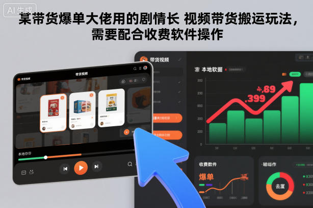 某带货爆单大佬用的剧情长视频带货搬运玩法，需要配合收费软件操作-千汇网创