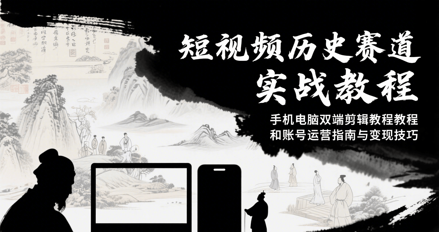 短视频历史赛道实战教程，手机电脑双端剪辑教程和账号运营指南与变现技巧-千汇网创