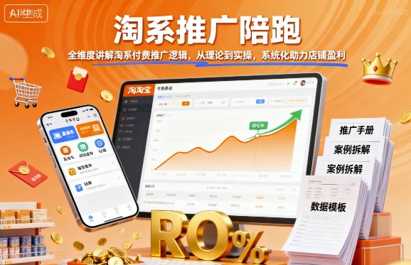 淘系推广陪跑，全维度讲解淘系付费推广逻辑，从理论到实操，系统化助力店铺盈利-千汇网创