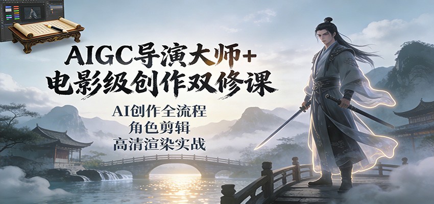 AIGC导演大师+电影级创作双修课：AI创作全流程、角色剪辑、高清渲染实战-千汇网创