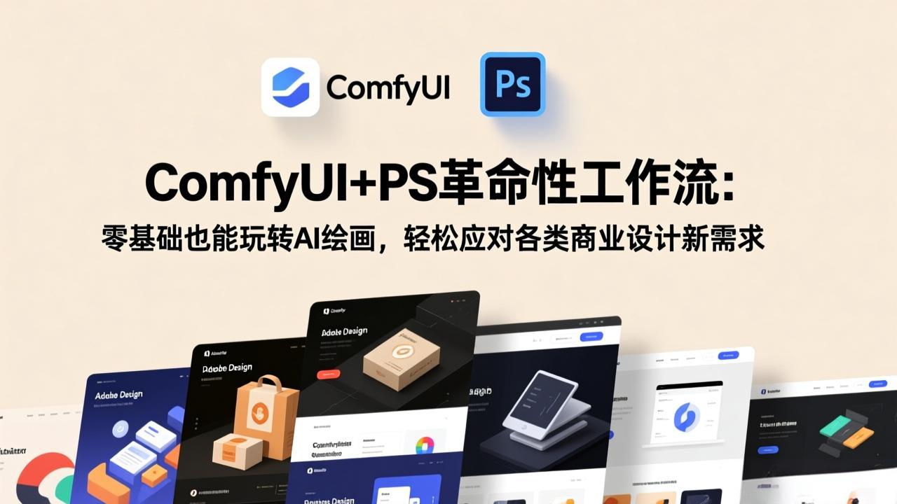 ComfyUI+PS革命性工作流：零基础也能玩转AI绘画，轻松应对各类商业设计新需求-千汇网创