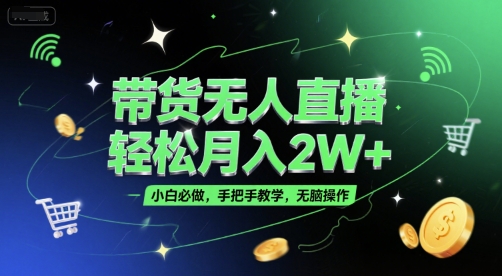 带货无人直播，轻松月入2W+，小白必做，手把手教学，无脑操作(附学习资料)-千汇网创