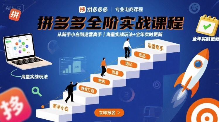 拼多多全阶实战课程,从新手小白到运营高手,海量实战玩法+全年实时更新【2025年9月更新】-千汇网创