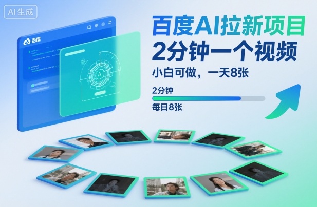 百度AI拉新项目，2分钟一个视频，小白可做，一天8张【附案例+保姆级教程】-千汇网创
