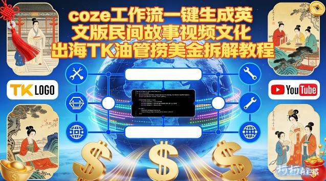 Coze扣子工作流一键生成英文版民间故事视频，文化出海TK油管捞美金拆解教程-千汇网创