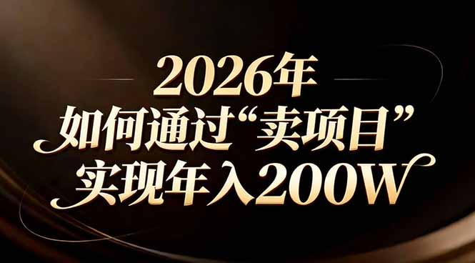 站在2026年的十字路口：一个普通人如何通过卖项目实现年入200万-千汇网创