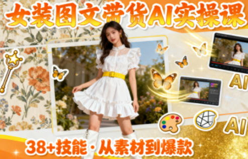 女装图文带货的AI实操课，覆盖38个实用技能，快速提升素材制作效率-千汇网创