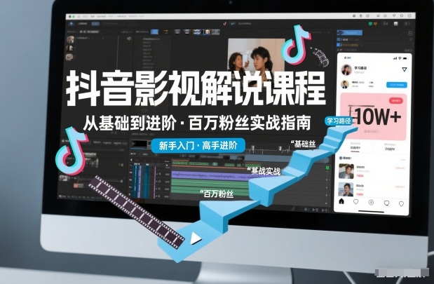 抖音百万粉丝影视解说课程，基础到进阶课，适合新手和进阶学习-千汇网创