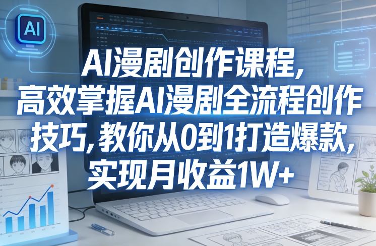 某社群AI漫剧创作课程，高效掌握AI漫剧全流程创作技巧，教你从0到1打造爆款，实现月收益1W+-千汇网创