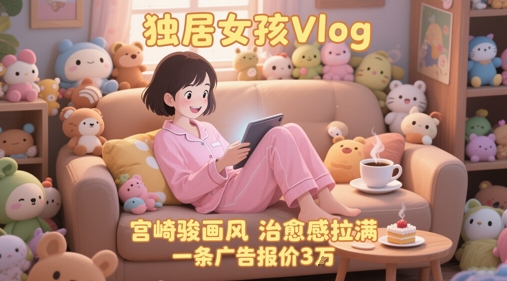 单个账号涨粉71W！用AI制作独居女孩Vlog，宫崎骏画风，治愈感拉满，一条广告报价3W-千汇网创