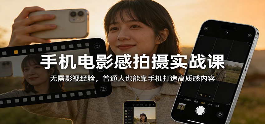手机电影感拍摄实战课：无需影视经验，普通人也能靠手机打造高质感内容-千汇网创