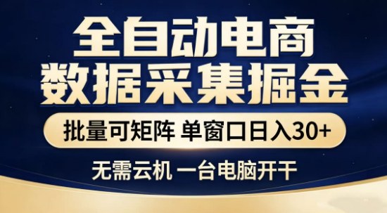 独家电商数据全自动采集项目，批量可矩阵，单窗口轻松日入3张+【揭秘】-千汇网创
