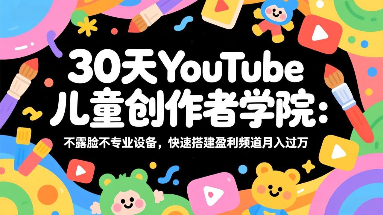 30天YouTube儿童创作者学院：不露脸不专业设备，快速搭建盈利频道月入过万-千汇网创